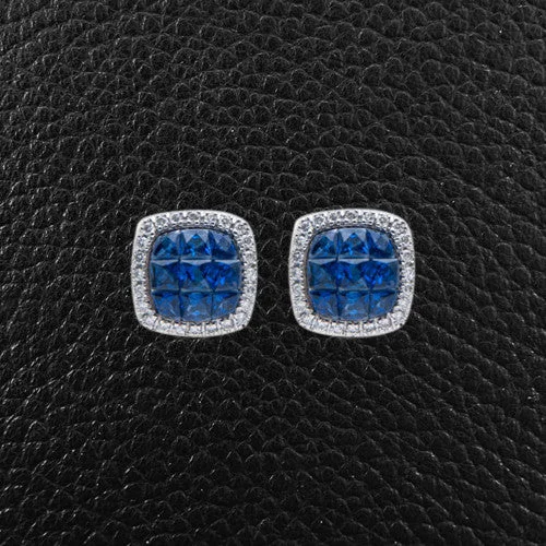 bold geometric earrings for women -Sapphire & Diamond Earrings