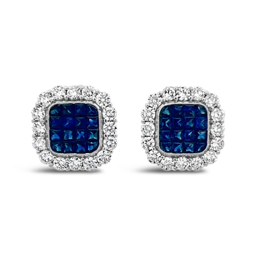 diamond stud earrings for men -Sapphire & Diamond Earrings