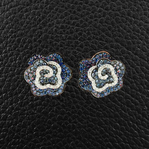 butterfly drop earrings for girls -Sapphire & Diamond Flower Earrings