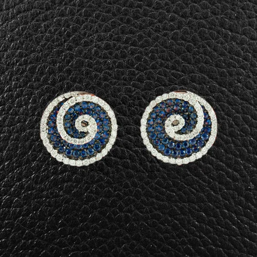 gemstone stud earrings for women -Sapphire & Diamond Swirl Earrings