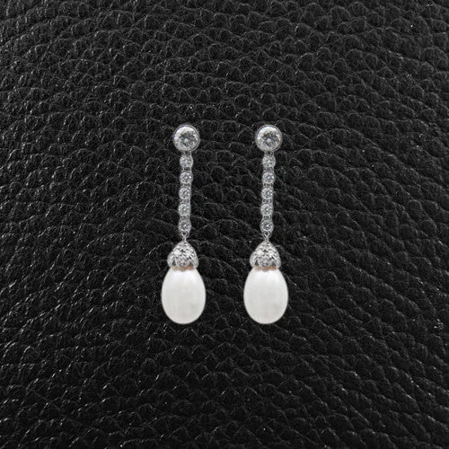 minimalist gold earrings for daily wear -South Sea Pearl & Diamond Drop Earrings