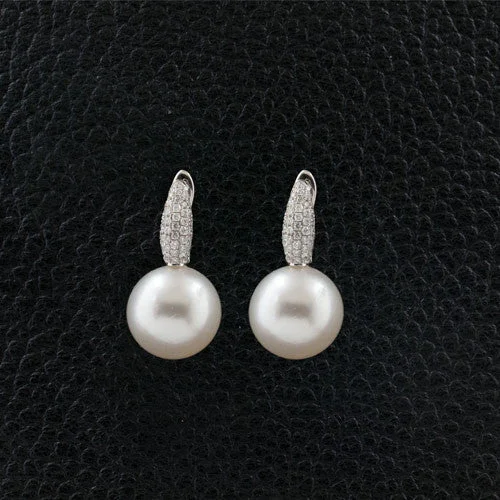 delicate hoop earrings for women -South Sea Pearl & Diamond Earrings