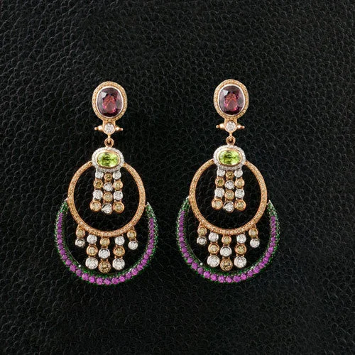 chic gold earrings for everyday wear -Spessartite Garnet and Multi-color Gemstone Dangle Earrings