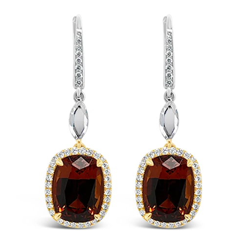 handmade tassel earrings for women -Spessartite Garnet & Diamond Earrings