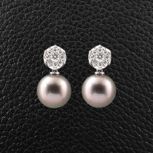 classic gold drop earrings -Tahitian Pearl & Diamond Earrings