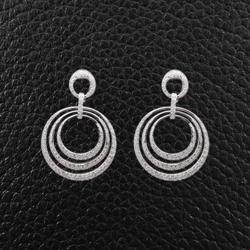 dainty stud earrings for everyday wear -Triple Circle Diamond Earrings