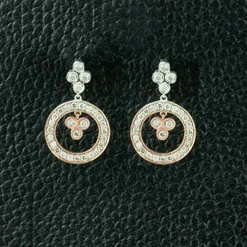 teardrop earrings for women -Triple Diamonds in a Circle Earrings