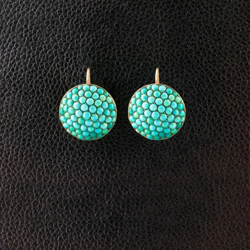 layered dangle earrings for women -Turquoise Bead Estate Earrings