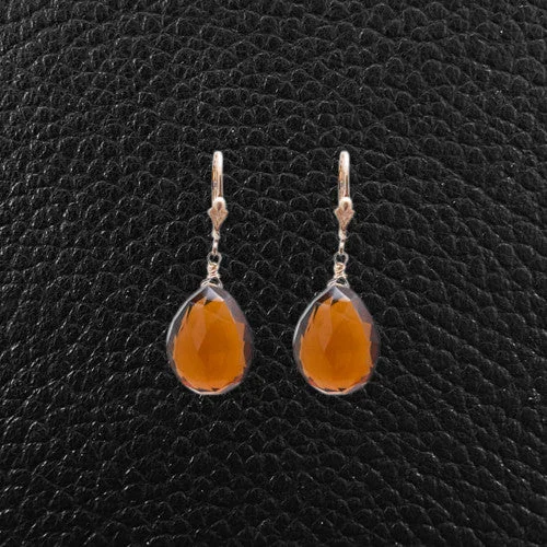 classic gold drop earrings -Whiskey Quartz Dangle Earrings