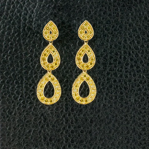 dainty huggie earrings for layering -Yellow Diamond Dangle Earrings