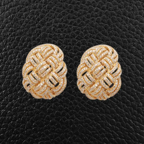 diamond stud earrings for men -Yellow Gold & Diamond Woven Earrings