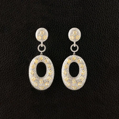 gold chain earrings for women -Yellow & White Diamond Dangle Earrings