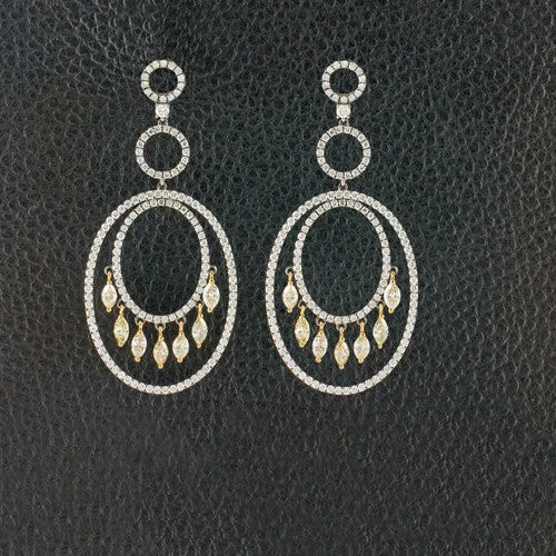 gold drop earrings for women -Yellow & White Diamond Dangle Earrings